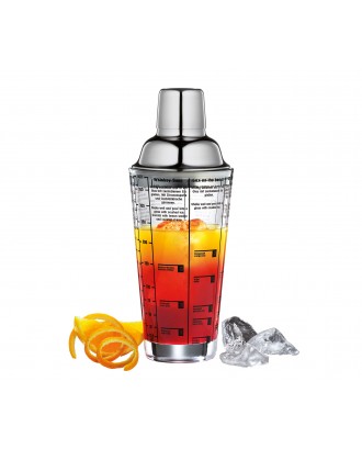 Cocktail shaker din sticla inscriptionata cu retete, 400 ml - CILIO